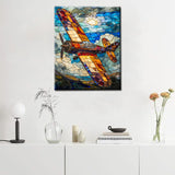 Tucocoo Stained Glass Airplane Paint by Numbers for Adults Fighter Plane DIY Digital Oil Painting Fighter Aircraft Painting Kits Canvas Acrylic Paint Room Decor 16x20Inch Without Frame Tucocoo