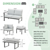 AECOJOY Aluminum Patio Furniture Set, Modern Metal Outdoor Patio Furniture Clearance, Outdoor Conversation Table and Chair Sets for Lawn, Backyard, and Deck with Light Grey Cushions AECOJOY