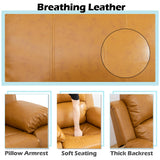 JBXBER Manual Recliner Sofa Set for Living Room, Leather Reclining Sofa Sets, Faux Leather Couch Set with Cup Holders, Drop-Down Table and Storage Console(3 Piece Set,Ginger) JBXBER