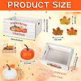 Thyle 16 Pcs Thanksgiving Tiered Tray Decor Fall Mini Wood Crate Thanksgiving Pumpkin Decor Fall Pumpkin Table Centerpiece Maple Leaves Label Farmhouse Wooden Storage Boxes Thyle