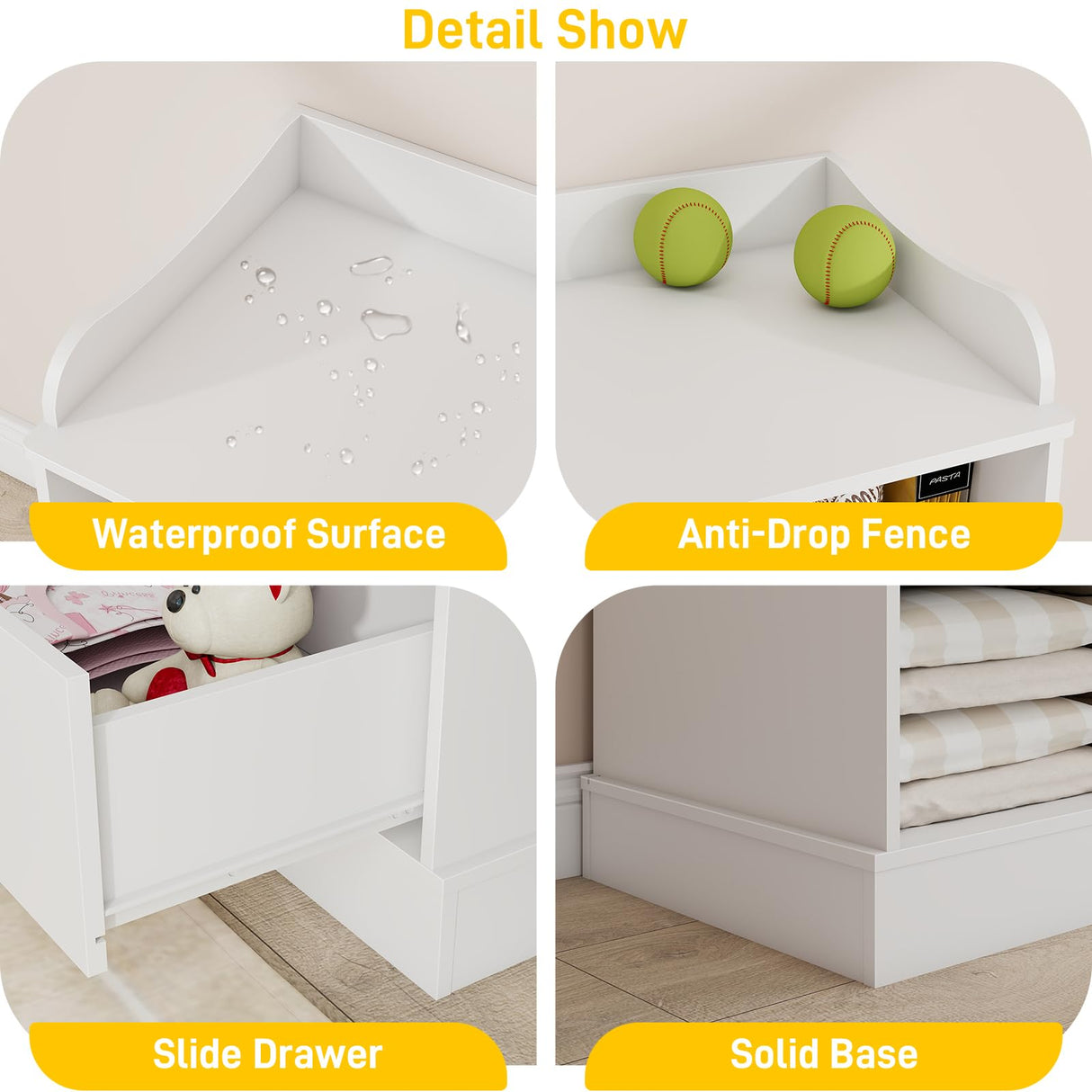 Vabches Kids Dresser Cabinet with 7 Drawers, Changing Table for Nursery, White Chest of Drawers, Baby Dresser, Kids Bedroom Furniture, Nightstand for Child’s Room, White Vabches