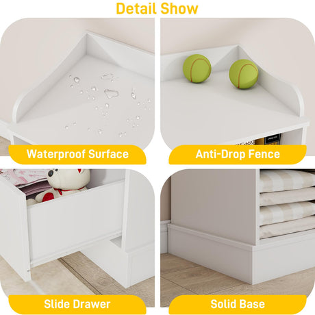 Vabches Kids Dresser Cabinet with 7 Drawers, Changing Table for Nursery, White Chest of Drawers, Baby Dresser, Kids Bedroom Furniture, Nightstand for Child’s Room, White Vabches