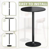 Flamaker Round Bistro Pub Table 2 Pack Modern Style Metal Base MDF Top Cocktail Bar Table Counter Bar Height for Pub, Dining Room, Party (Black) Flamaker
