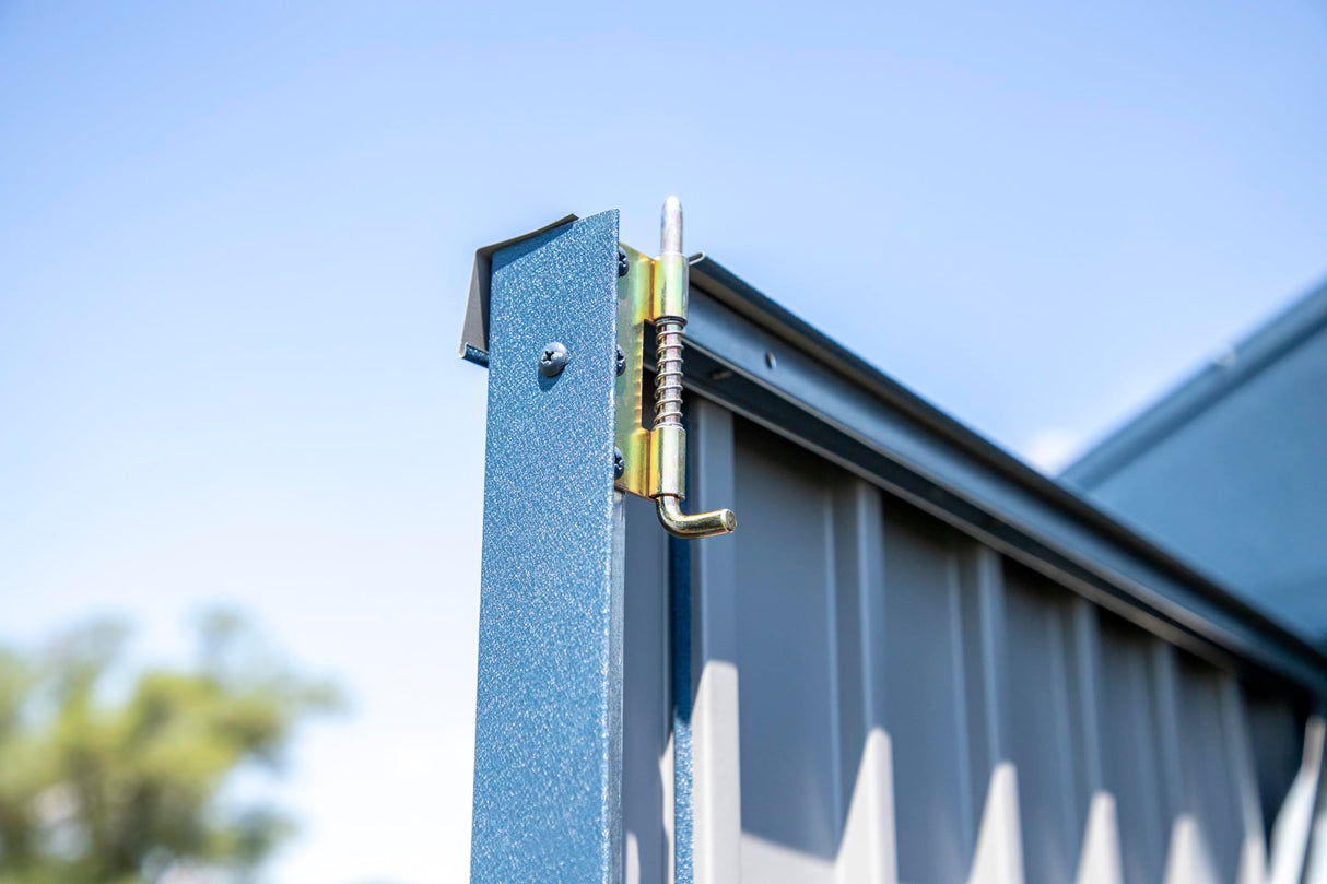 Arrow Shed Elite 12' x 16' Tall Outdoor Steel Storage Shed with High Gable and Lockable Doors Storage Building, Blue Grey Arrow