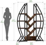 GOOBED Oval Bookshelf, Triple Wide 5 Tier Etagere Bookcase, Industrial Display Shelves Tree Bookshelf for Living Room, Bedroom, Home Office, Rustic Brown GOOBED