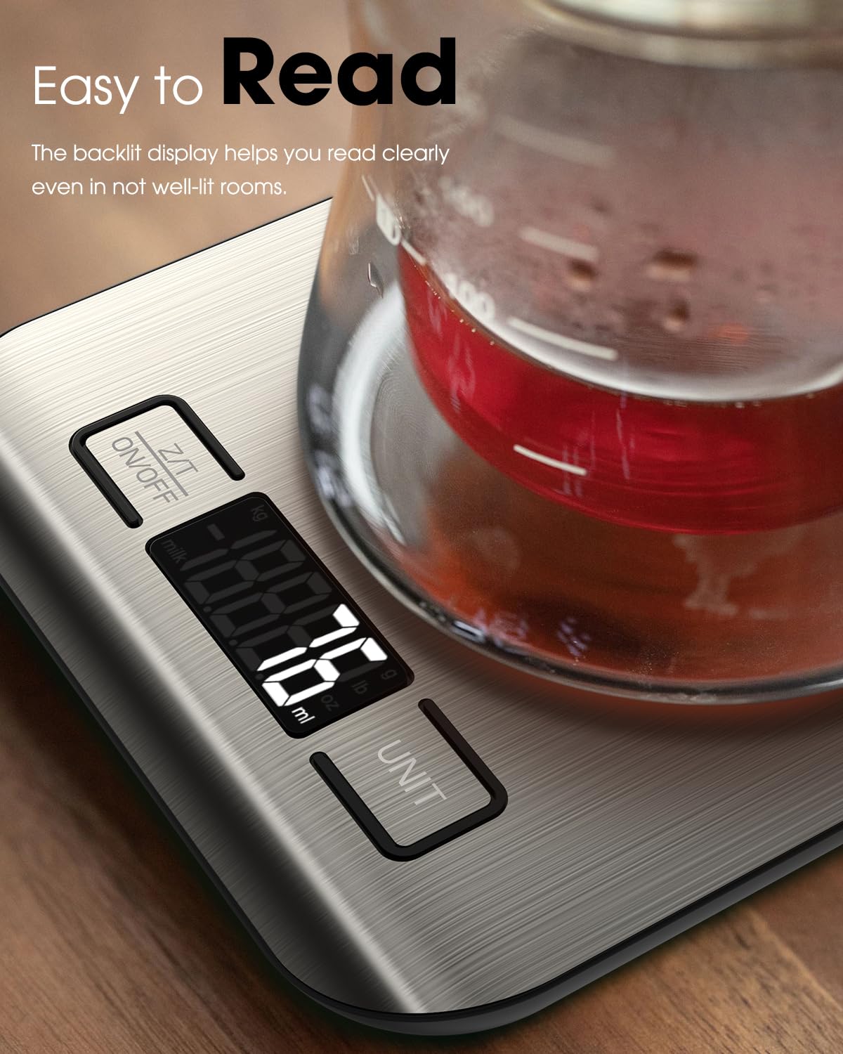 Mik-Nana Food Scale, 22lb Digital Kitchen Scale Weight Grams and Ounces for Baking Cooking Coffee Package Postage, 6 Units with Tare Function, LCD Display, Easy Clean Stainless Steel (Silver) Mik-Nana