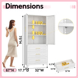 UNICOLY Pantry Kitchen Cabinet with Drawer, 75" Tall Pantry Storage Cabinet, Metal Storage Cabinets with Doors and Shelves, Large Freestanding Cupboard for Living, Dining Room, Assembly Required UNICOLY