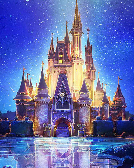DIY 5D Diamond Painting Kits for Adults, Minelife Full Drill Crystal Rhinestone Painting by Number Kits Arts Craft Rhinestone Embroidery for Home Wall Decor Starry Castle (30x40cm) Minelife