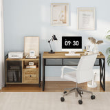 BON AUGURE Farmhouse Computer Desk, Modern Industrial Home Office Desk, Wood Metal Study Writing Table, Sturdy Gaming Desk (Vintage Oak, 54 Inch) BON AUGURE