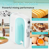 Hand Mixer Electric Handheld, 5-Speed Handheld Mixer, 380W Electric Mixer with Stainless Steel Whisk Beater Attachments, Snap-On Storage Case, Measuring Cups, Kitchen Cake Mixers for Baking Supplies WEPSEN