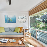 14 Inch Wooden Decorative Round Wall Clock Rustic Country Tuscan Style Wooden Home Decor Round Wall Clock for Living Room Home Pool Patio jomparis