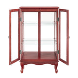 nifoti 43" H Lighted Curio Cabinet Display Case, Glass Curio Cabinet with Adjustable Shelves and Tempered Glass Door, Wooden Curio Cabinet w/Mirrored Back Pane for Living Room (Cherry) nifoti