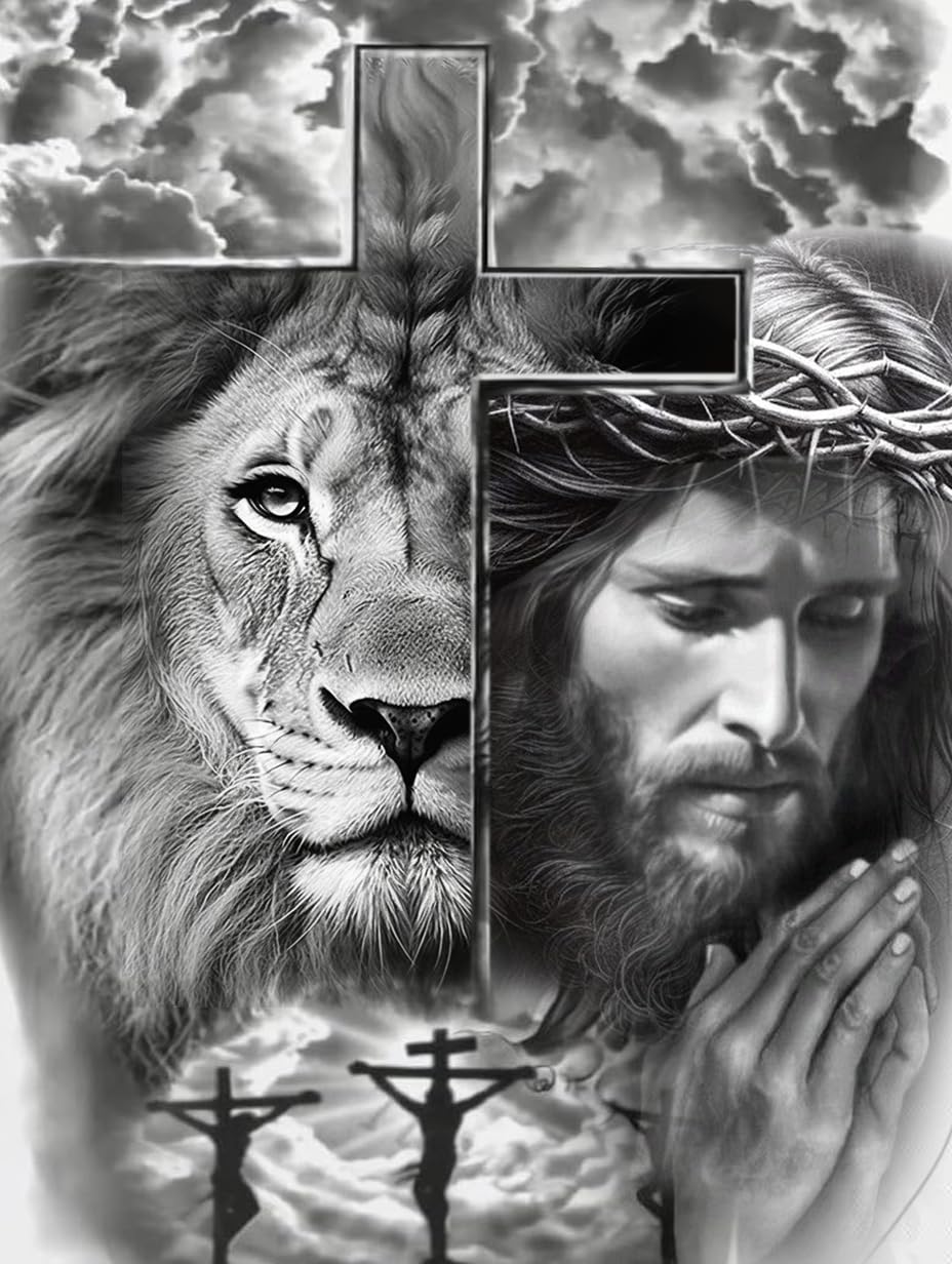 Generic Jesus Lion 5D Diamond Art, DIY Painting Kit, 15.7x11.7in/30x40cm, Clear Generic