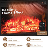 YESHOMY Electric Fireplace TV Stand for Televisions up to 65+ Inch, Media Entertainment Center Console Table with Four Open Storage Shelves & Cabinets, 58 Inch, Black YESHOMY