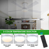Ceiling Fans with Lights- 52" Low Profile Indoor Ceiling Fan with Light and Remote/APP Control, Flush Mount, LED Dimmable DC Reversible Modern Ceiling Fan for Bedroom（White） Mpayel