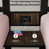 DreamBuck Triple Bunk Bed with Charging Station, Twin Over Twin Over Twin Metal Bunk Bed with Ladder, Guardrail & Storage Shelf, Convertible 3 Bunk Beds for Kids & Adults, Black DreamBuck