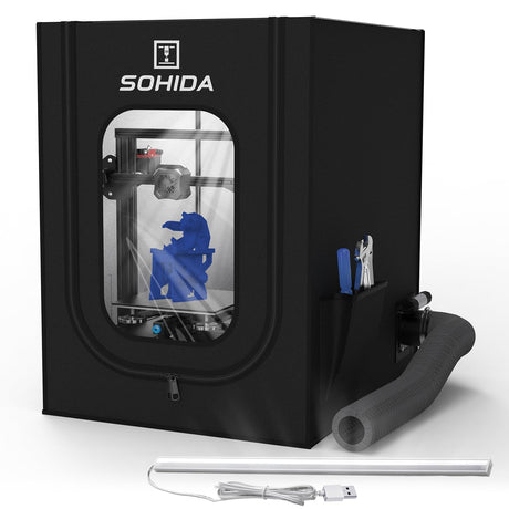 3D Printer Enclosure with Ventilation Kit & LED Strip, 25.59x21.65x29.53 Fireproof & Dustproof Constant Temperature Protective Cover for Ceality Ender 3/Ender 3Pro/Ender SOHIDA