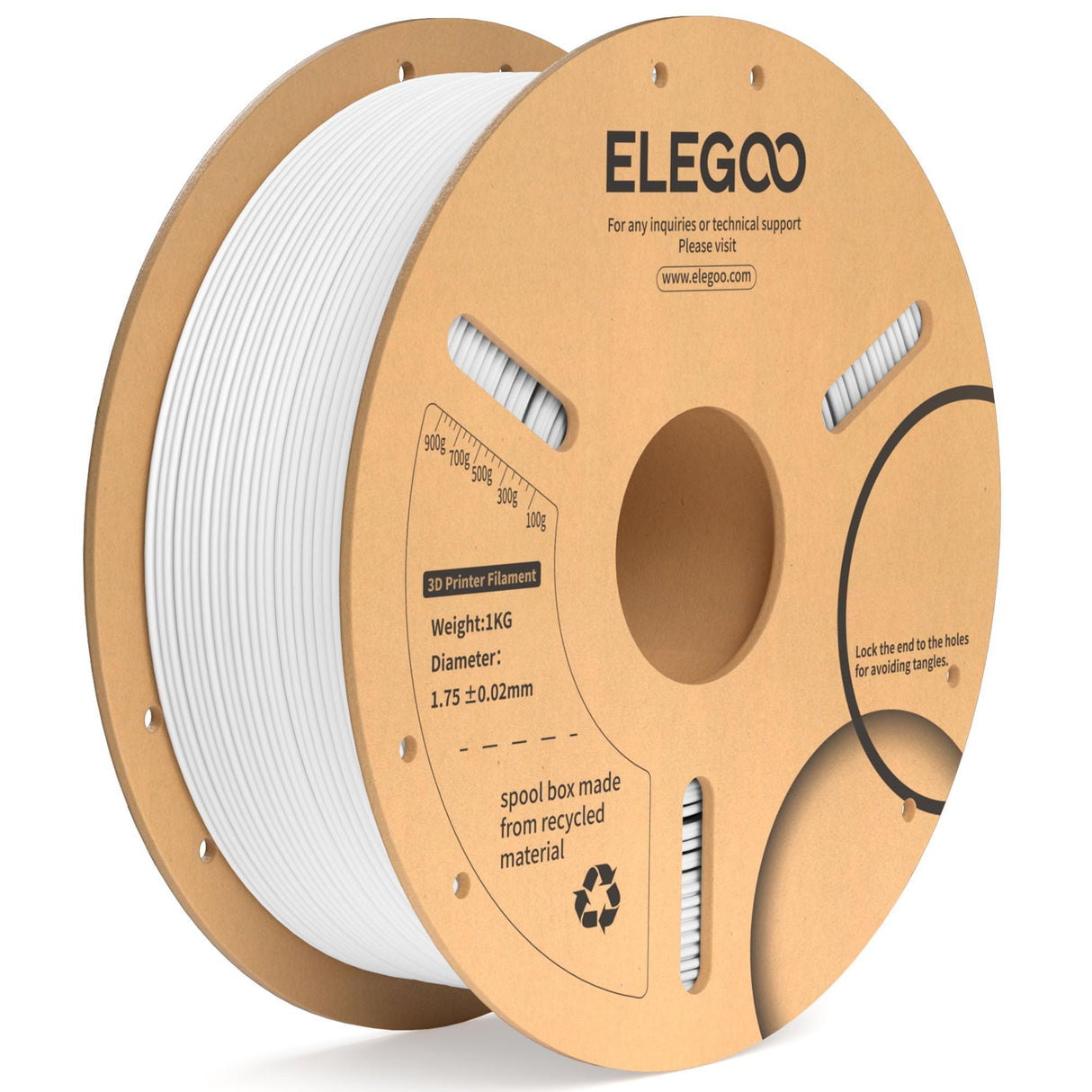 ELEGOO PLA Plus Filament 1.75mm White 1KG, PLA+ Tougher and Stronger 3D Printer Filament Pro Dimensional Accuracy +/- 0.02mm, 1kg Spool(2.2lbs) Fits for Most FDM 3D Printers ELEGOO