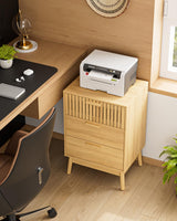 Aobafuir 3 Drawer Dresser for Bedroom, Fluted Nightstand Modern Closet Dressers Chest of Drawers, Wood Oak 3 Drawer Storage Chest for Bedroom, Hallway, Living Room Aobafuir