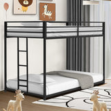 Twin Over Twin Bunk Bed - LifeSky Metal Low Profile Bunkbed with Side Ladder Black LIFE SKY