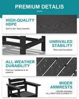 PLUUV Outdoor HDPE Dining Set, 7 Pieces Outdoor Furniture with Large Table& 6 Chairs, All-Weather Patio Dining Set for Lawn, Garden, Backyard, Black PLUUV