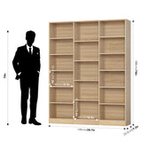 FACBOTALL Triple Wide Bookshelf, 6 Tier Large Bookshelf, Bookcase with 17 Open Display Shelves, 74'' Tall Bookcases and Bookshelves for Living Room, Home Office, Library, Light Oak FACBOTALL