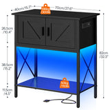 HOOBRO 20 Gallon Fish Tank Stand with Power Outlets and LED Light, Metal Frame Aquarium Stand, Reptile, Turtle Tank Stand with Cabinet Storage, 27.6'' L x 15.7'' W, 300 LBS Capacity, Black BB40UDFT01 HOOBRO