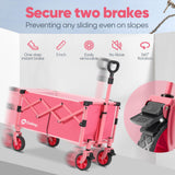 Sekey Collapsible Wagon Cart Foldable with 220LBS Weight Capacity, Lightweight Portable Folding Grocery Shopping Cart with Wheels for Camping Sports Beach and Shopping.Barbie Pink Sekey
