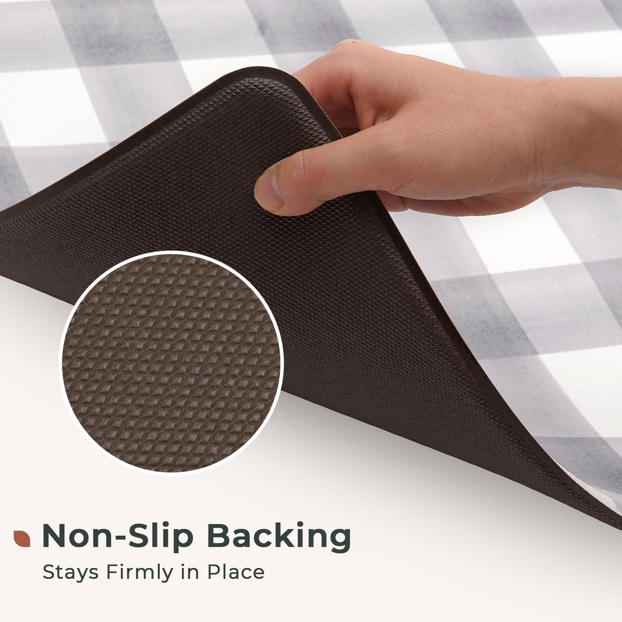 FRESHMINT Modern Farmhouse Plaid 2 Piece Set Kitchen Mats for Floor Anti Fatigue Waterproof & Non-Skid Kitchen Rugs Cushioned Kitchen Mat for Standing Washable Comfort Desk Kitchen Runners FRESHMINT