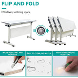 Conference Table, Folding Conference Room Tables With Flip-Top Design, With Caster Rectangular Modular Conference Room Table, for Office Conference Room Training Room 47x20x30in( WxDxH) 6PCS-White HSHBDDM