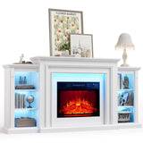 72" LED Lights Electric Fireplace with Mantel, Fireplace TV Stand for TVs Up to 80",Modern Entertainment Center with Storage, Delicate Three-Dimensional Molding with Remote Control for Living Room BOSHIRO