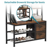 LUMTOK Hall Tree with Bench Storage and Shoes Storage, Hall Tree with Drawers and Shelves for Bedroom, 6-in-1 Entryway Organizer with Shelves, Living Room, Entryway, Closets (Rustic Brown) LUMTOK