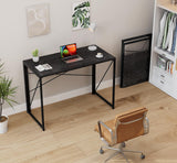 Coavas 39.4 inch Folding Desk No Assembly Required, Writing Computer Desk Space Saving Foldable Table Simple Home Office Desk, Black Wood Coavas