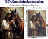 BOHADIY 5D Jesus Diamond Painting Kits for Adults, DIY Horse Diamond Art Painting Kits for Beginner, Full Drill Gem Art Painting Crafts for Home Wall Decor Gift 12‘’x16‘’ BOHADIY