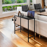 Black Console Table Narrow Modern Entryway Table Small Behind Couch Table Skinny Sofa Table Hallway Table with Hooks for Living Room Foyer Bedroom Corridor Office BTY