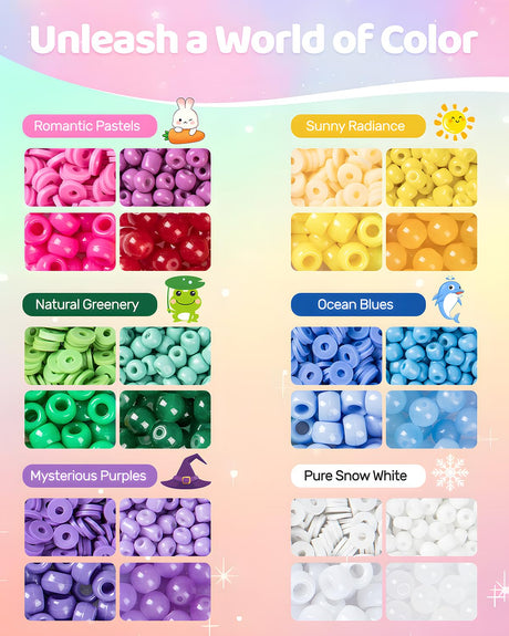 Taybonds Friendship Bracelet Making Kit- 24 Colors Beads Kit for Bracelets with Clay Beads, 4mm Seed Beads, Pony Beads, 8mm Glass Beads, Letter Beads and Charms, Jewelry Making Kit Gift for Girls 6-12 Taybonds