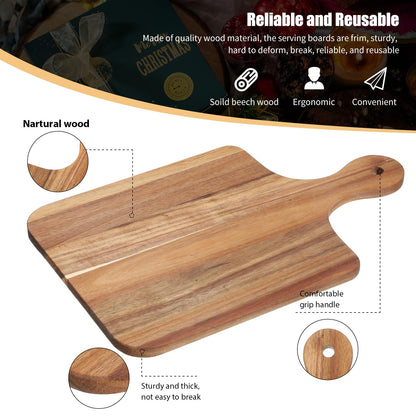 Didaey 6 Pcs Cutting Board Bulk Kitchen Thicken Chopping Board with Handles Wooden Charcuterie Serving Board Blank Wood Boards for Engraving Wedding Housewarming(16 x 10 Inch, Acacia Wood)