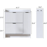 Piskyet Shoe Storage Cabinet with 2 Flip Drawers and Boot Cabinet, Morden Fluted Narrow Shoes Rack Organizer for Entryway with Anti-tilt Device,Hidden Handles Piskyet