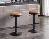 EALSON Modern Swivel Bar Stool Adjustable Counter Height Backless Barstools with Metal Base Leather Upholstered Round Bar Stool Chairs for Kitchen Island/Pub/Breakfast Bar, Brown 1PC EALSON