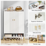 Tribesigns Shoe Cabinet Storage Entryway: Slim 6-Tier Shoe Organizer Cabinet with Adjustable Shelves, Freestanding Wood Shoe Rack with Doors for Entryway, Hallway, Living Room - White Tribesigns