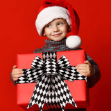 2 Rolls Christmas Checkered Ribbon Black and White Check Ribbon Diamond Check Wired Edge Ribbon Diamond Pattern Decorative Ribbons for Christmas Fall Tree Wrapping DIY Crafts (2.6 Inch) MTLEE