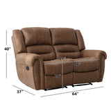CANMOV Faux Leather Manual Loveseat Recliner, 2 Seat Reclining Chair, Overstuffed Comfortable Arms and Back Recliner Chair, Couch Set for Living Room, Bedroom Furniture, Office,Nut Brown CANMOV