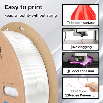 Silk PLA Filament 1.75mm, PLA Filament 1.75mm Silk Shiny 3D Printer Filament, 1kg Cardboard Spool (2.2lbs), Dimensional Accuracy +/- 0.03 mm, Fit Most FDM Printer（White） - WoodArtSupply