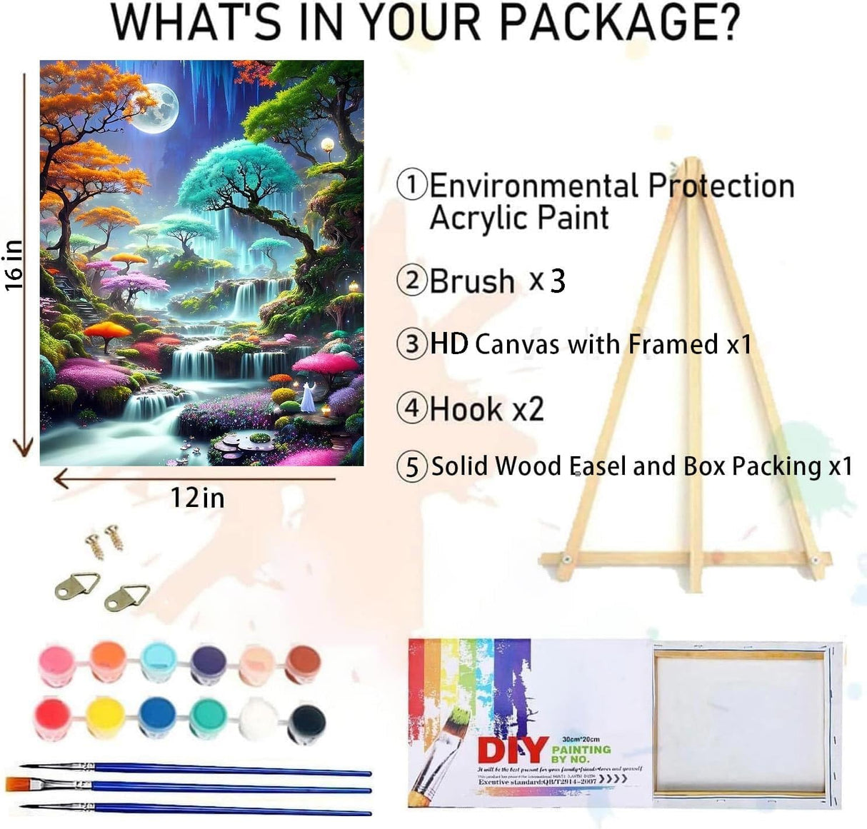 MIRCVSH Moon Forest Paint by Numbers Kits for Adults Beginners-Plant Paint by Number for Adults with Wooden Framed,Paint by Numbers for Adults Home Wall Decoration and Gifts 12X16 inch MIRCVSH