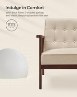 SONGMICS Loveseat Sofa, 2 Seater Cushioned Couch for Small Spaces, Mid-Century Modern 51.2-Inch Wide Seat with Solid Wood Armrests, Easy Assembly, for Living Room Bedroom, Sand Beige ULAC012M01 SONGMICS