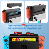 KUNSLCUK Wall Mount for Switch and Switch OLED, Metal Wall Mount Stand Accessories with 28 Game Cards Holder and 2 Joy-Con Hooks, Safely Mount your Switch on Wall Near TV (White) KUNSLUCK