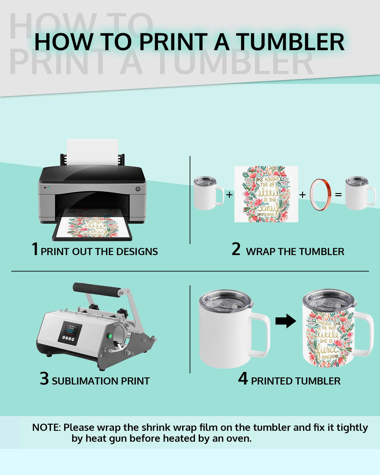 OFFNOVA 12oz Sublimation Tumblers Blank 4 Pack Stainless Steel Coffee Tumblers With Handle and Lid, Double Wall Vacuum Camping Cup for Hot & Cold Drinks Tea OFFNOVA