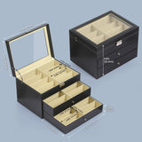 AUTOARK Leather 24 Piece Eyeglasses Storage and Sunglass Glasses Display Drawer Lockable Case Organizer,Black,AW-095 AUTOARK
