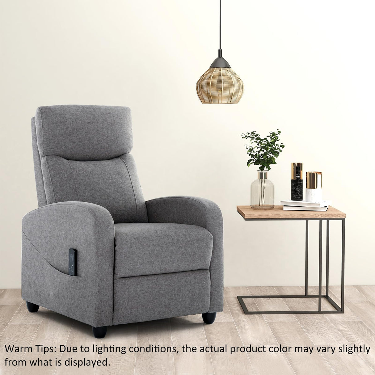 Recliner Chair with Massage and Lumbar Support, Small Fabric Home Theater Seating, Adjustable Modern Reclining Chair for Adults in Living Room Zibbizo