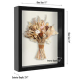 Americanflat 11x14 Shadow Box Frame with Shatter-Resistant Glass - Silhouette Collection - Large Shadow Box Display Case for Tabletop and Wall Display - Black with Soft Felt Back Americanflat